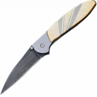 Полуавтоматический складной нож Santa Fe Kershaw Leek, дамасская сталь, рукоять сталь с накладкой из перламутра купить в Брянске