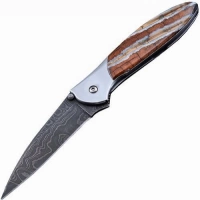 Полуавтоматический складной нож Santa Fe Kershaw Leek, дамасская сталь, рукоять сталь с накладкой из зуба мамонта купить в Брянске