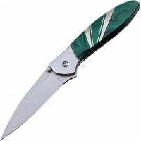 Полуавтоматический складной нож Santa Fe Kershaw Leek, сталь 14C28N, рукоять сталь с накладкой из малахита купить в Брянске