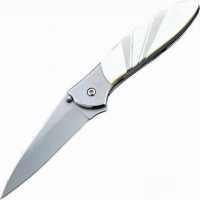 Полуавтоматический складной нож Santa Fe Kershaw Leek, сталь 14C28N, рукоять сталь с накладкой из перламутра купить в Брянске