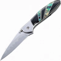 Полуавтоматический складной нож Santa Fe Kershaw Leek, сталь D2/14C28N, рукоять сталь с накладкой из зуба мамонта купить в Брянске