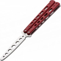 Тренировочный нож-бабочка (балисонг) Balisong Trainer, Boker Plus 01BO712, клинок из нержавеющей стали Zero-ground Plain (без заточки), рукоять стеклотекстолит G10, красный купить в Брянске