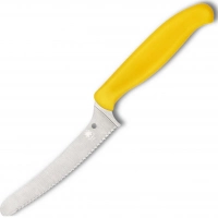 Универсальный кухонный нож Spyderco Z-Cut Serrated Offset Kitchen, сталь CTS™ — BD1 Alloy, рукоять желтый полипропилен купить в Брянске