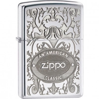 Зажигалка ZIPPO American Classic, латунь с покрытием High Polish Chrome, серебристый, 36х12×56 мм купить в Брянске