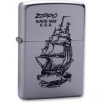 Зажигалка ZIPPO Boat-Zippo Satin Chrome, латунь с ник.-хром. покрыт., сереб., матовая, 36х56х12мм купить в Брянске