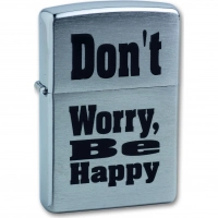 Зажигалка ZIPPO Don`t worry Brushed Chrome, латунь, ник.-хром. покр., серебр., матов., 36х56х12 мм купить в Брянске