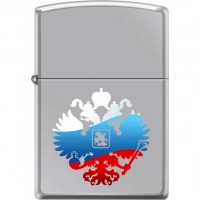 Зажигалка ZIPPO Двуглавый орёл, латунь/сталь с покрытием High Polish Chrome, серебристая, 36x12x56мм купить в Брянске