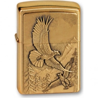 Зажигалка ZIPPO Eagles, латунь с покрытием Brushed Brass, золотистый, матовая, 36х12×56 мм купить в Брянске