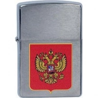 Зажигалка ZIPPO Герб России, латунь с  покрытием Brushed Chrome, серебристый, матовая, 36х12×56 мм купить в Брянске