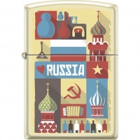 Зажигалка ZIPPO Открытка из России, латунь/сталь с покрытием Cream Matte, кремовая, 36x12x56 мм купить в Брянске